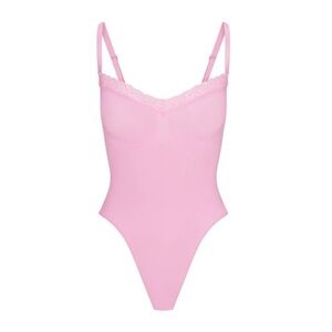 BNWOT Skims Seamless Sculpt Lace Thong Bodysuit Bubblegum M